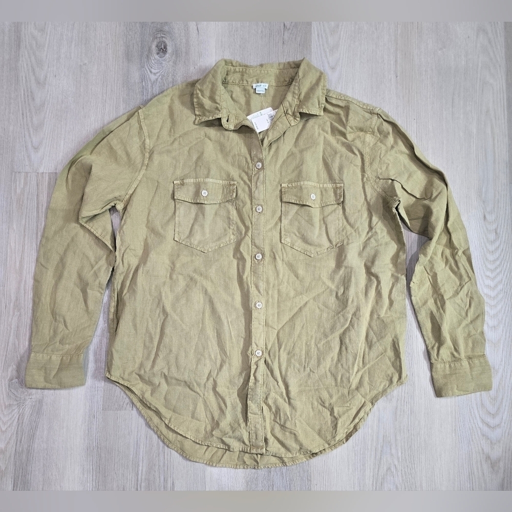Aerie Casual Khaki Button-Down Shirt Over Sized XS NWT